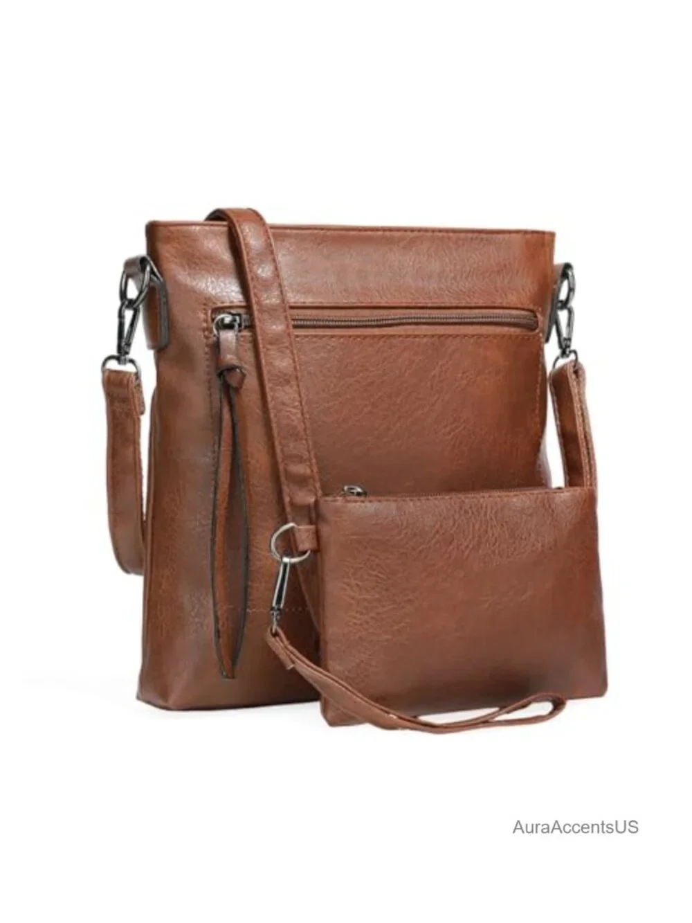 2-Piece Hobo Bag Set Soft Faux Leather Shoulder Purse with Adjustable Strap